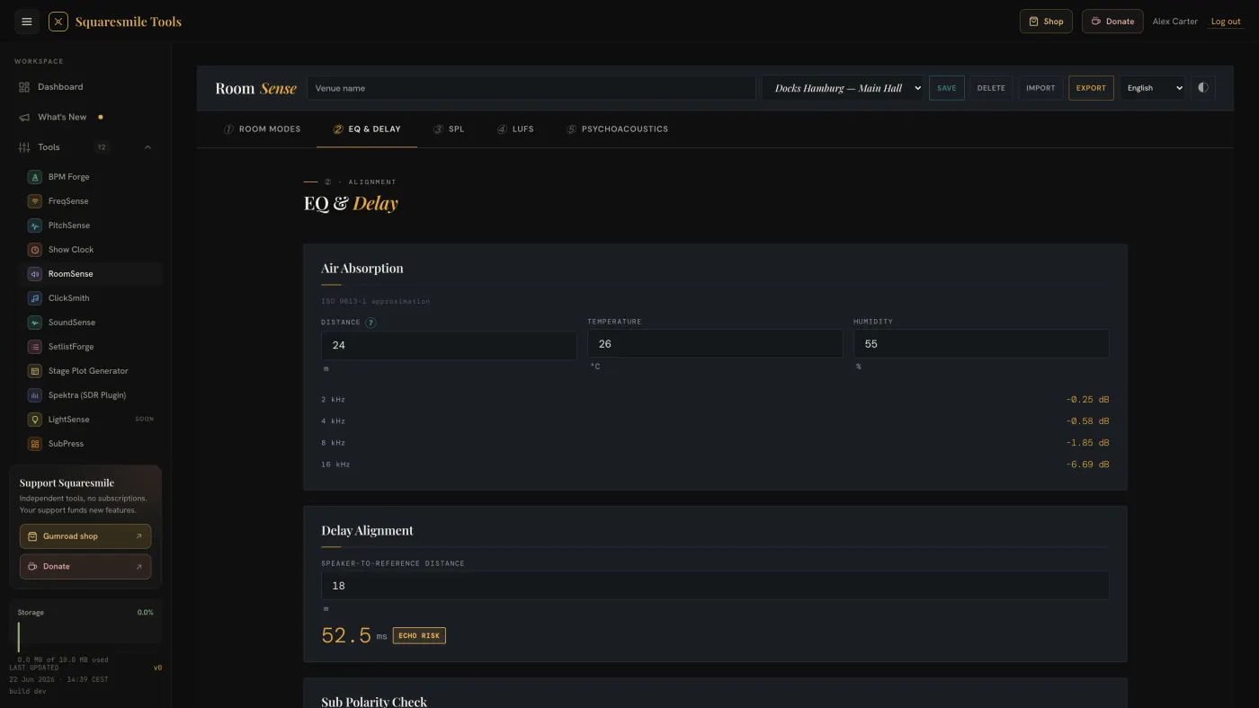 RoomSense — the main screen